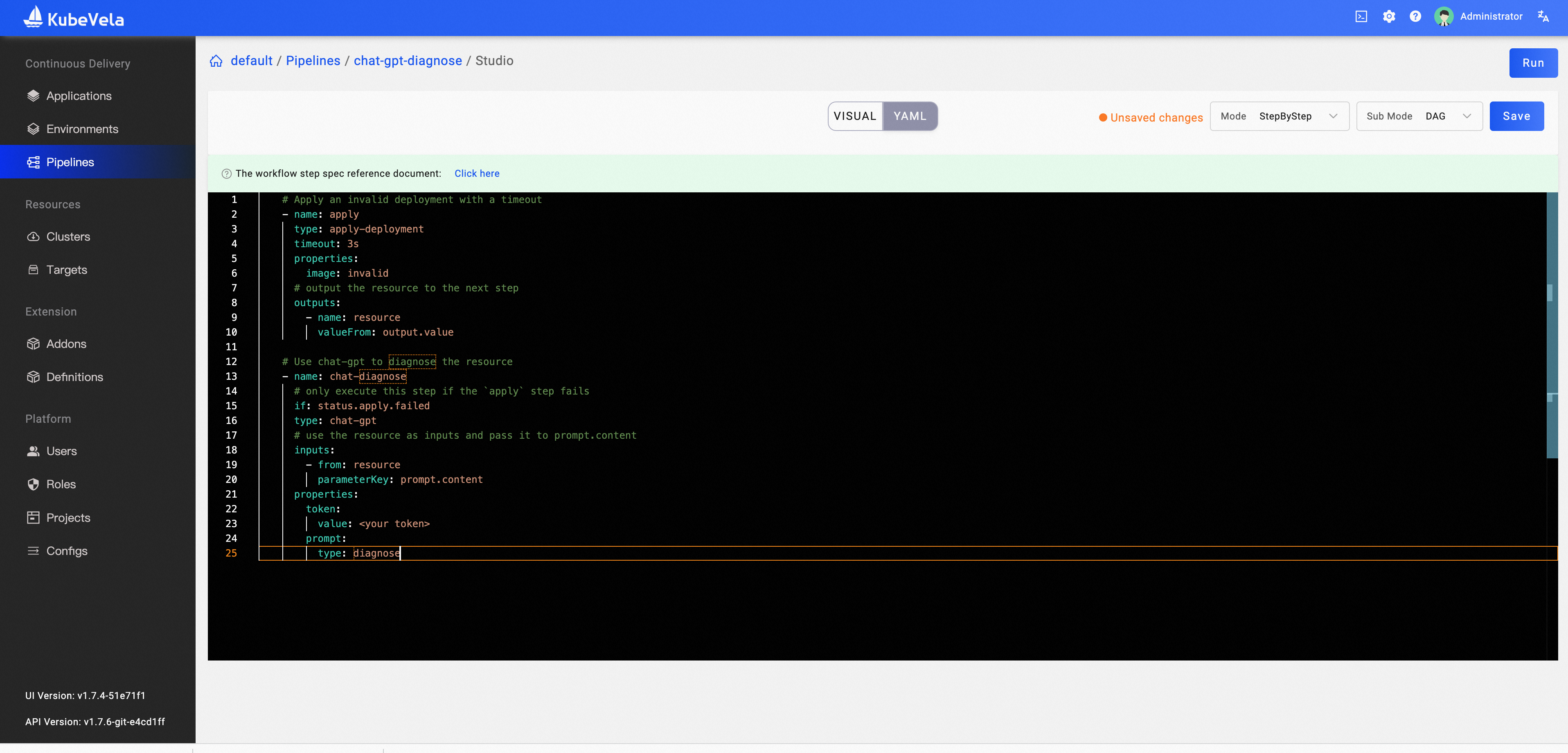 Create the pipeline in VelaUX
